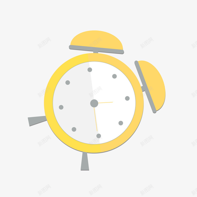 卡通扁平化黄色的闹钟矢量图ai免抠素材_88icon https://88icon.com 上课时间 卡通 开学季 时间动画 矢量图 闹钟 黄色