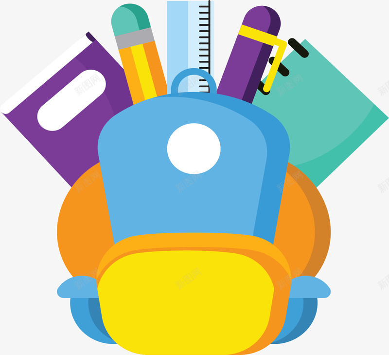 卡通书包矢量图ai免抠素材_88icon https://88icon.com PNG图 PNG图下载 书包 创意卡通 卡通 卡通插图 双肩包 开学季 插图 矢量图