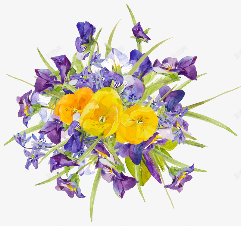 一束鲜花png免抠素材_88icon https://88icon.com 矢量装饰 紫色的花 花朵 装饰 鲜花