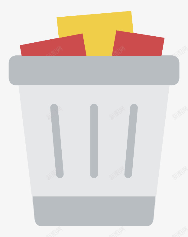 灰色垃圾桶png免抠素材_88icon https://88icon.com 回收站 垃圾 垃圾桶 扁平化 生活用品