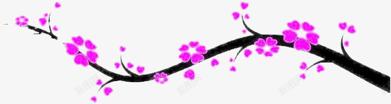 一只紫色的梅花png免抠素材_88icon https://88icon.com 喜庆 手绘 梅花 节日