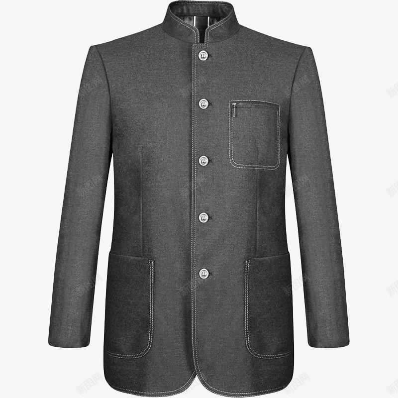 中山装服饰png免抠素材_88icon https://88icon.com 中山装 服装 灰色 男装