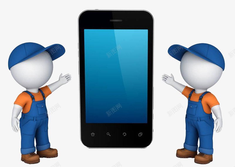 卡通手机模特海报png免抠素材_88icon https://88icon.com 3D小人 卡通人 手机和人 手机模型 手机模特 黑色手机