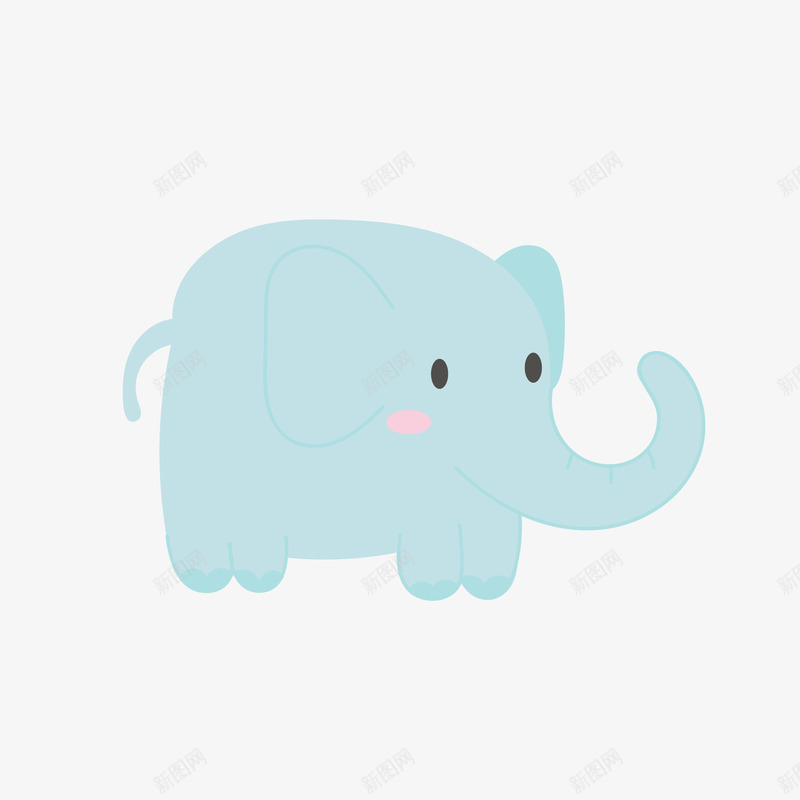 卡通蓝色的大象矢量图ai免抠素材_88icon https://88icon.com 动物园 动物设计 卡通 大象 蓝色 矢量图