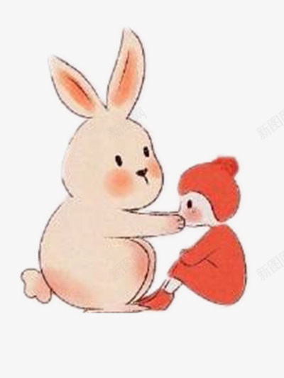 兔妈妈和小兔png免抠素材_88icon https://88icon.com 亲情 关爱 动物 红色