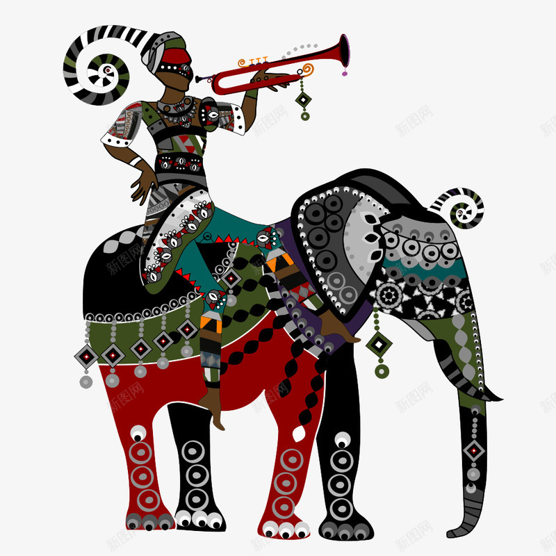 民族风人物挂画png免抠素材_88icon https://88icon.com 乐器 人物 大象 手绘 挂画 民族风