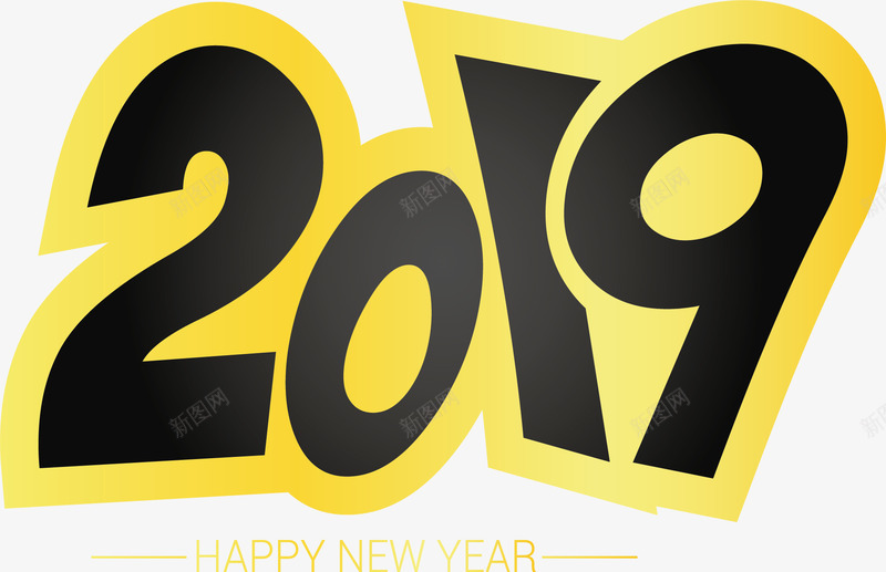 金色边框的2019年矢量图ai免抠素材_88icon https://88icon.com 2019 2019年 新年快乐 矢量png 金色边框 黑色2019 矢量图