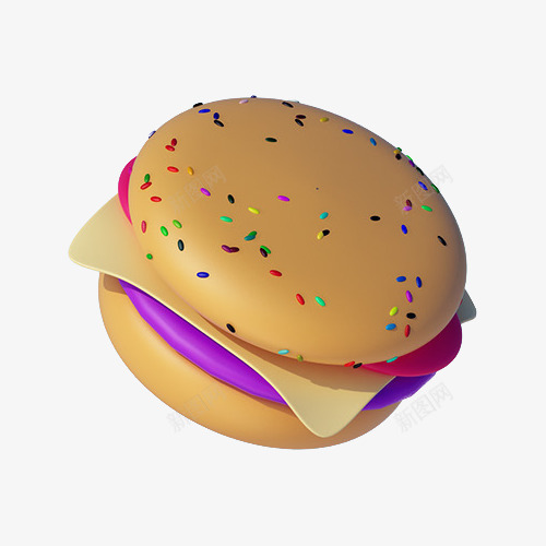 卡通立体汉堡包图png免抠素材_88icon https://88icon.com 3D 三维 卡通 快餐 汉堡包 立体 食品 食物