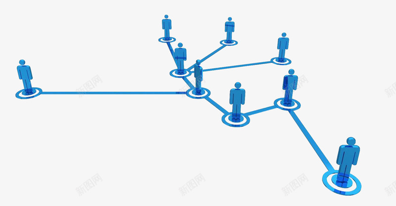 蓝色3D小人人脉图png免抠素材_88icon https://88icon.com 人脉 人脉图 小人 蓝色