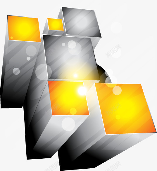 科技创意图形矢量图ai免抠素材_88icon https://88icon.com 3D方块 几何图形 放射状 矢量图