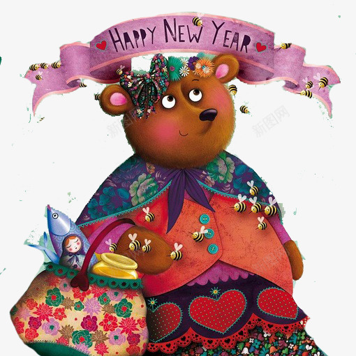 卡通熊妈妈png免抠素材_88icon https://88icon.com 儿童插画 卡通 可爱 插画 新年快乐 熊 童话插画 萌