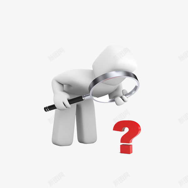 看问题的小人3D小人电子商psd免抠素材_88icon https://88icon.com 3D小人 电子商务 白色小人 看问题的小人