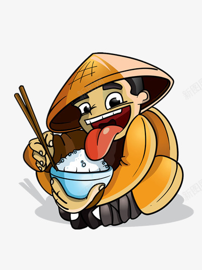 一个人吃饭png免抠素材_88icon https://88icon.com 人物 卡通 筷子 米饭