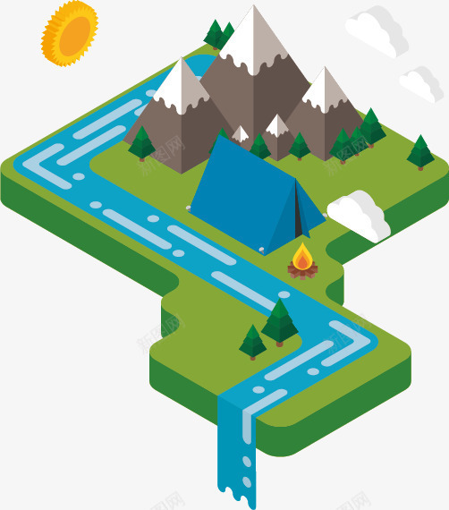 手绘立体屋外露营png免抠素材_88icon https://88icon.com 3D 户外运动 手绘 立体 露营