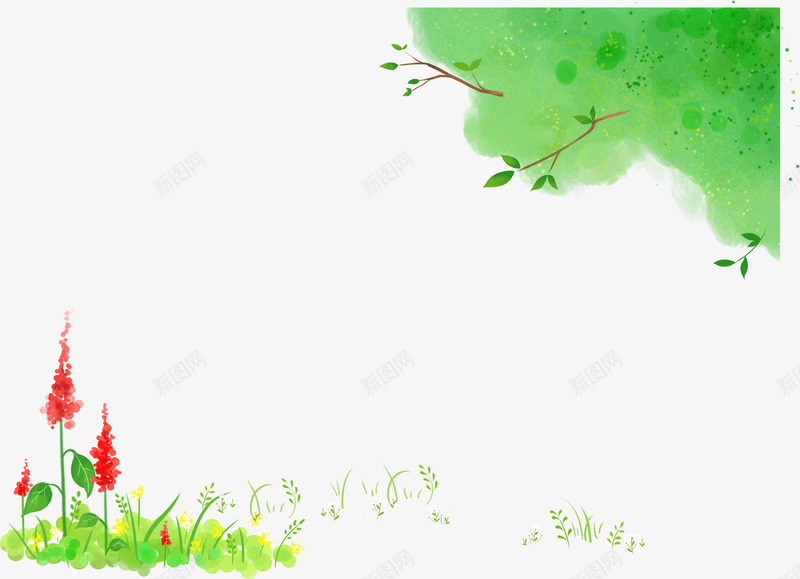 手绘韩国绿色风景png免抠素材_88icon https://88icon.com 绿色 韩国 风景