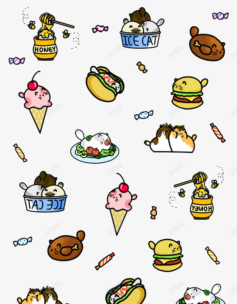 创意美食背景图案png免抠素材_88icon https://88icon.com 创意美食 汉堡 背景图案 蛋筒