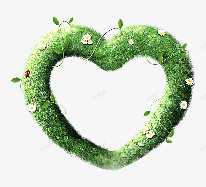 绿色清新草丛爱心装饰图案png免抠素材_88icon https://88icon.com 免抠PNG 清新 爱心 绿色 草丛 装饰图案