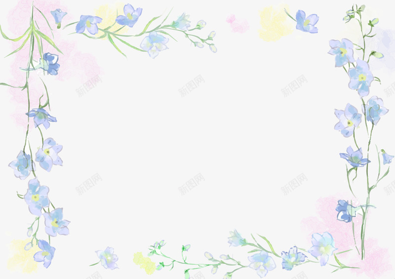 蓝色水彩花边角png免抠素材_88icon https://88icon.com 水彩 花 蓝色 边角