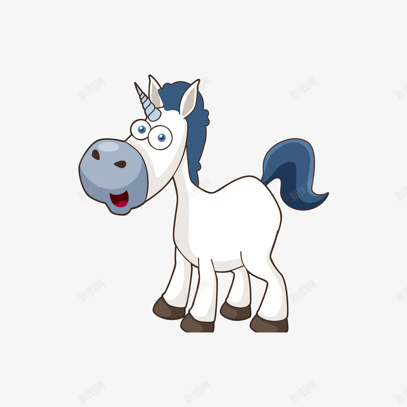 蓝色独角兽神秘可爱png免抠素材_88icon https://88icon.com 卡通 可爱 手绘 萌系
