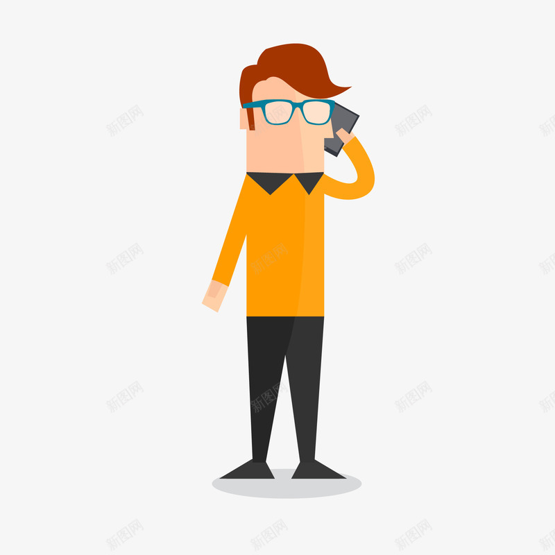 打电话的男性人物矢量图ai免抠素材_88icon https://88icon.com 人物设计 扁平化 打电话 男性人物 黄色 矢量图