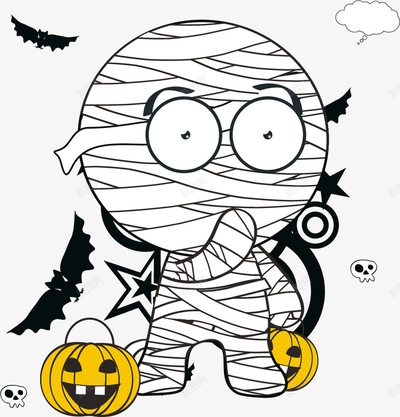 万圣节元素png免抠素材_88icon https://88icon.com 万圣节HALLOWEEN木乃伊南瓜蝙蝠