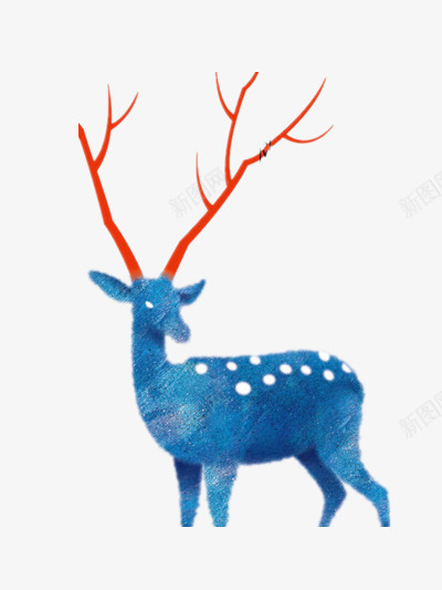 禁止猎杀野生动物png免抠素材_88icon https://88icon.com 公益广告 对比 红色 蓝色 鹿角
