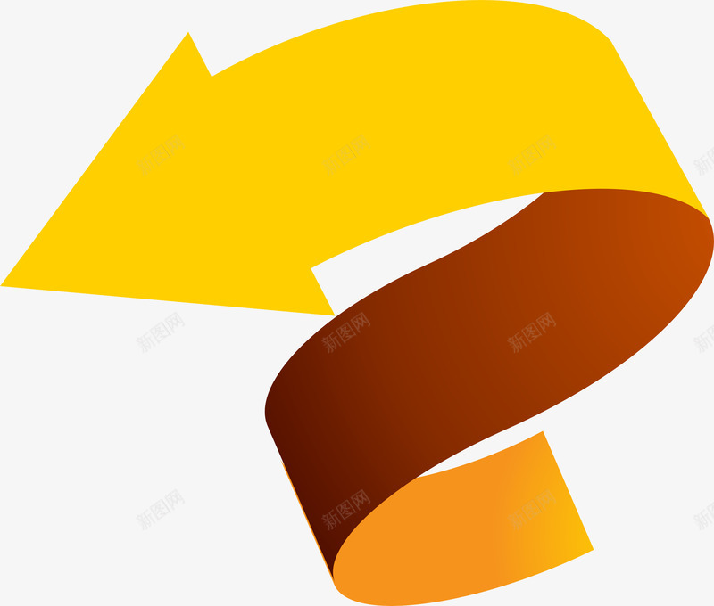黄色弯曲箭头png免抠素材_88icon https://88icon.com 弧形箭头 弯曲 箭头 黄色