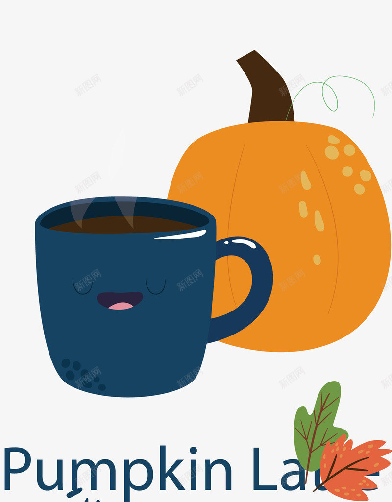 蓝色茶杯矢量图ai免抠素材_88icon https://88icon.com 创意 南瓜 斑点 根茎 茶杯 蓝色 表情 闭眼睛 矢量图