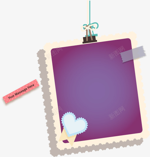 手绘紫色相片米边心形png免抠素材_88icon https://88icon.com 心形 手绘 相片 米边 紫色