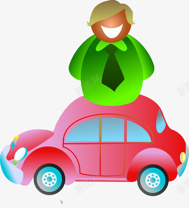 卡通版的小车上站着个人png免抠素材_88icon https://88icon.com 人 卡通 小车 红色