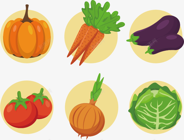彩色蔬菜png免抠素材_88icon https://88icon.com 南瓜 圆葱 胡萝卜 茄子 蔬菜 西红柿 食物