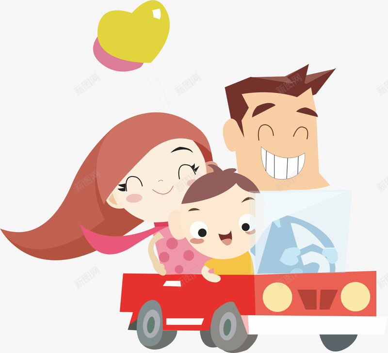 一家开车出游矢量图ai免抠素材_88icon https://88icon.com 一家人 出游 开车 开车的人 红色跑车 矢量图