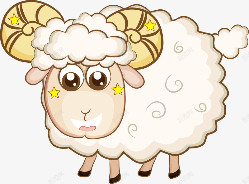 白色呆萌小羊png免抠素材_88icon https://88icon.com 可爱小羊 呆萌小羊 水彩 白色小羊 童趣 黄色羊角