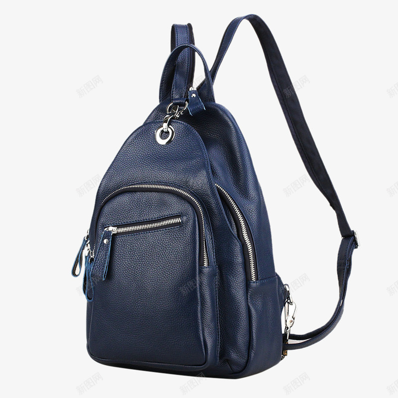 多拉链双肩背包png免抠素材_88icon https://88icon.com 产品实物 双肩包 女包 深蓝色 背包