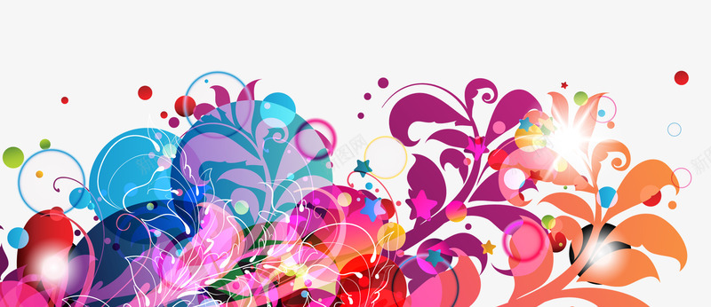 红色梦幻多彩花丛装饰图案png免抠素材_88icon https://88icon.com 免抠PNG 多彩 梦幻 红色 花丛 装饰图案