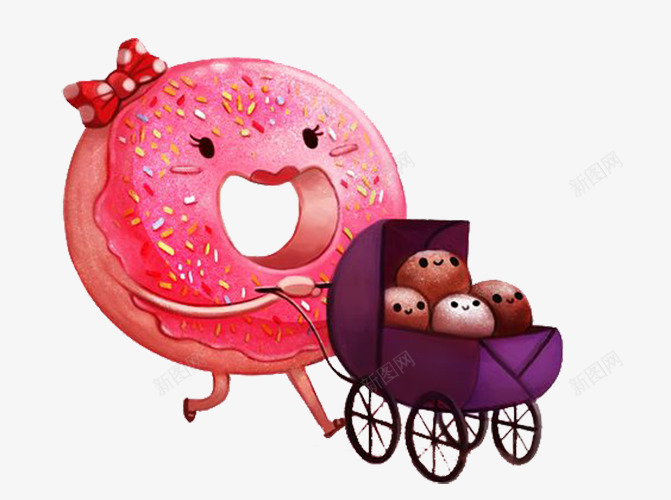 可爱卡通甜甜圈png免抠素材_88icon https://88icon.com 小车 甜食小吃 粉色 食物