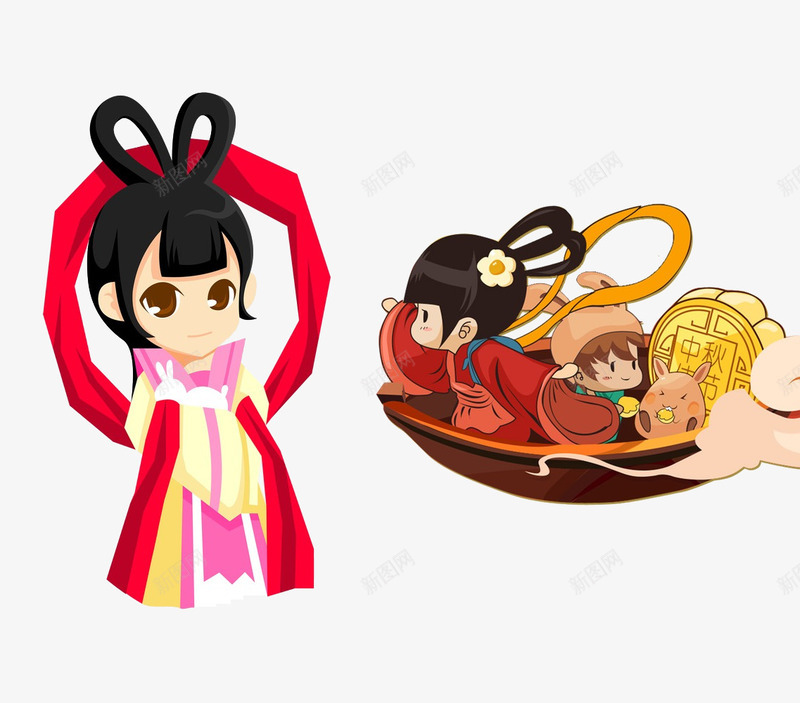 卡通嫦娥png免抠素材_88icon https://88icon.com 中国特色 中国神话 中秋 卡通嫦娥 嫦娥 月饼 神话人物