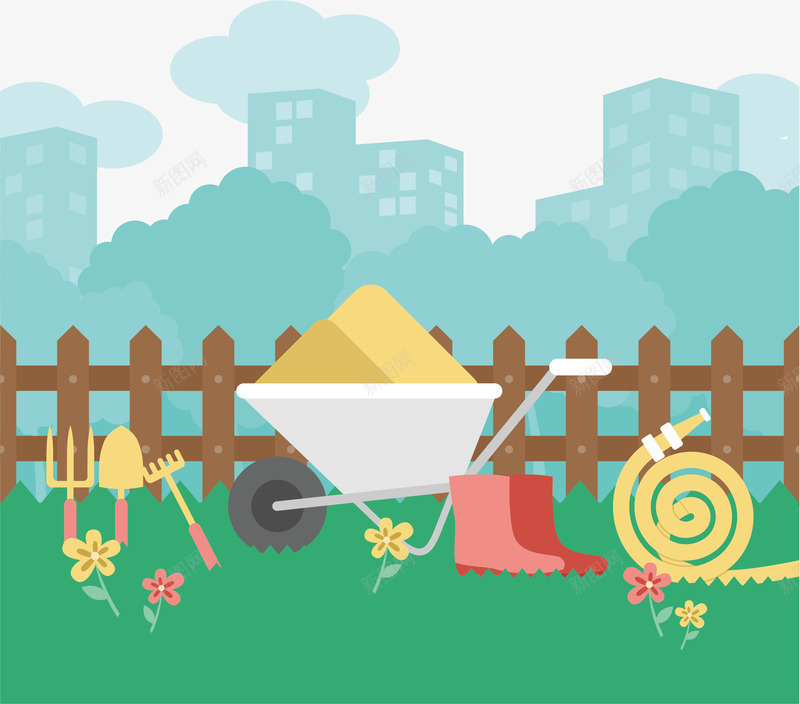农场png免抠素材_88icon https://88icon.com 农场 卡通 手绘 草地 鞋子