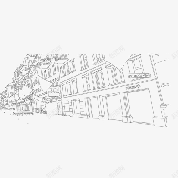 素描城市街角psd免抠素材_88icon https://88icon.com 城市 素描 街角 街道 面貌