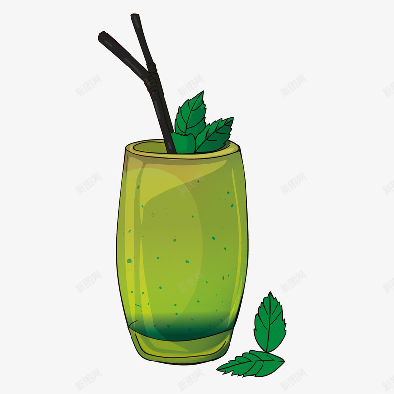 薄荷水png免抠素材_88icon https://88icon.com 叶子 吸管 绿色 薄荷 饮料