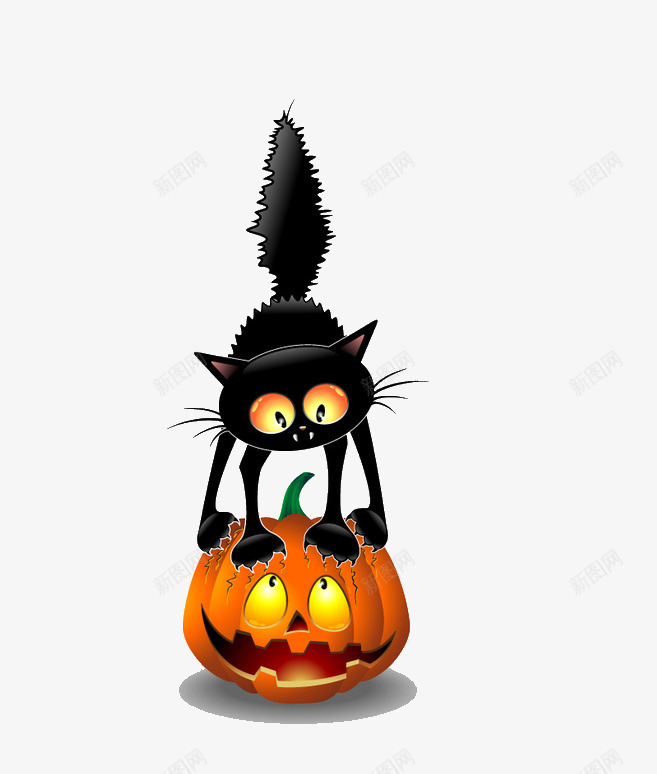 南瓜灯和猫png免抠素材_88icon https://88icon.com 万圣节 南瓜灯 猫