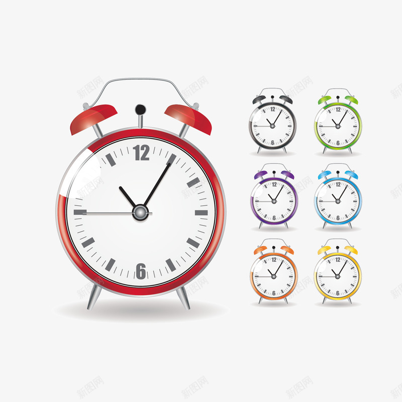 彩色闹钟矢量图ai免抠素材_88icon https://88icon.com 彩色闹钟 时钟 矢量闹钟 闹钟 矢量图