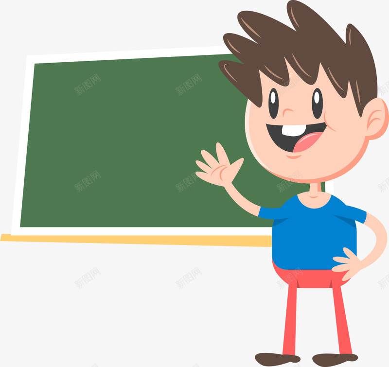 黑板前蓝色衣服的学生png免抠素材_88icon https://88icon.com 卡通学生 学生 矢量学生 蓝色衣服 黑板