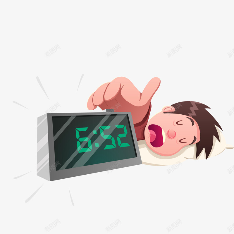 手绘闹钟响了矢量图eps免抠素材_88icon https://88icon.com 休息 伸手关闹钟 免抠PNG 创意 卡通 响 国际睡眠日 手绘 时尚 时间 睡着 闹钟 矢量图