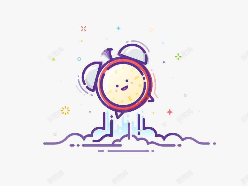 飞起的闹钟png免抠素材_88icon https://88icon.com 图外创意素材 气体 矢量插图 红色 闹钟