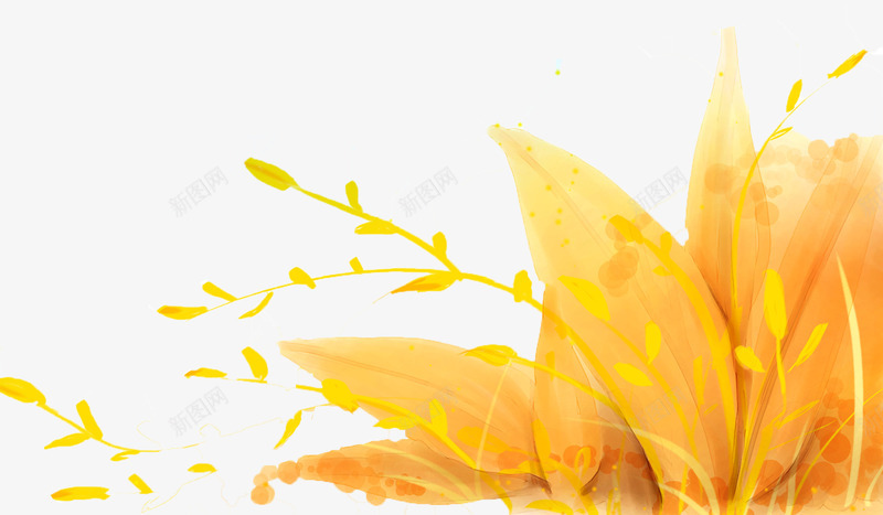 唯美精美水彩水墨树叶边角装饰png免抠素材_88icon https://88icon.com 唯美 树叶 水墨 水彩 精美 装饰 边角 黄色