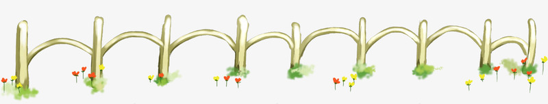 卡通栅栏装饰psd免抠素材_88icon https://88icon.com 卡通小花 栅栏 清明节装饰 装饰图案