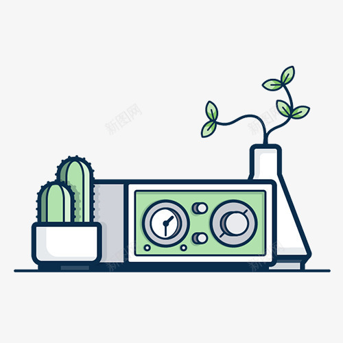 简约可爱桌面小摆件psd免抠素材_88icon https://88icon.com 小摆件 收音机 桌面 植物 简约 花瓶