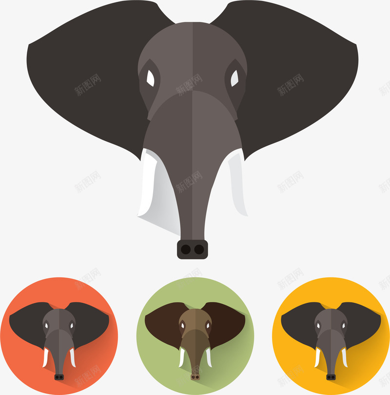 大象头像矢量图ai免抠素材_88icon https://88icon.com 免扣png 免扣png素材 免费png素材 动物头像 扁平大象头像 矢量大象 矢量图