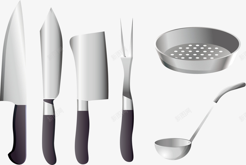 厨房不锈钢刀具png免抠素材_88icon https://88icon.com 不锈钢 刀具 厨房用品 汤勺